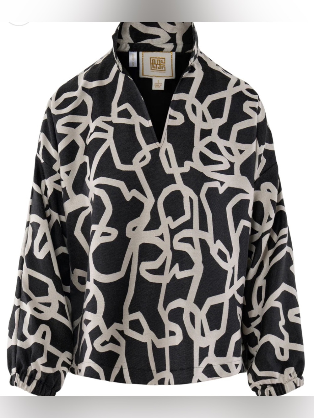 NWOT Emily McCarthy Abstract Boot Print - Poppy Long Sleeve Top Size Medium